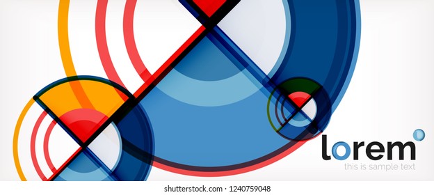 Fondo abstracto del círculo, formas geométricas redondeadas brillantes, ilustración vectorial