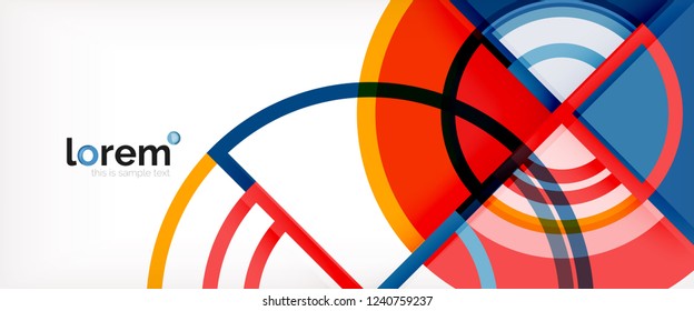 Circle abstract background, bright colorful round geometric shapes, vector illustration
