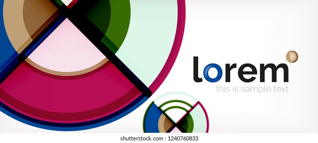 Circle abstract background, bright colorful round geometric shapes, vector illustration