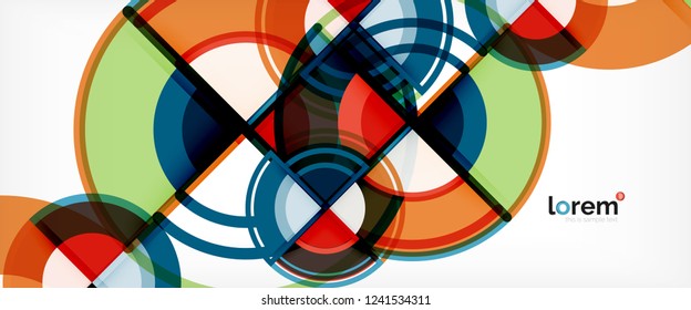 Circle abstract background, bright colorful round geometric shapes, vector illustration