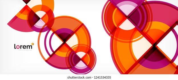 Circle abstract background, bright colorful round geometric shapes, vector illustration