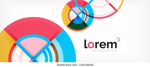 Circle abstract background, bright colorful round geometric shapes, vector illustration