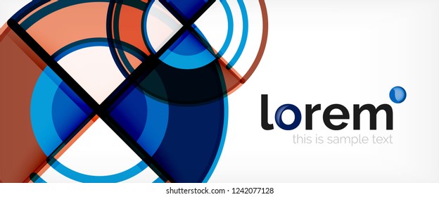 Circle abstract background, bright colorful round geometric shapes, vector illustration