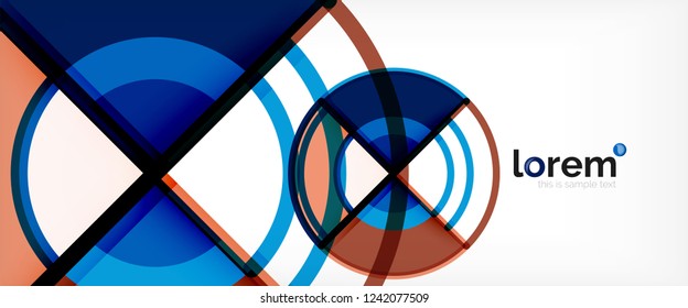 Circle abstract background, bright colorful round geometric shapes, vector illustration