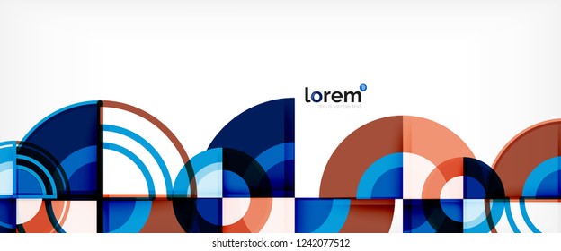 Circle abstract background, bright colorful round geometric shapes, vector illustration