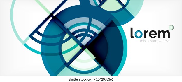 Circle abstract background, bright colorful round geometric shapes, vector illustration