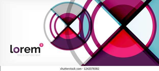 Fondo abstracto del círculo, formas geométricas redondeadas brillantes, ilustración vectorial