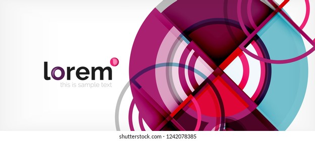 Circle abstract background, bright colorful round geometric shapes, vector illustration