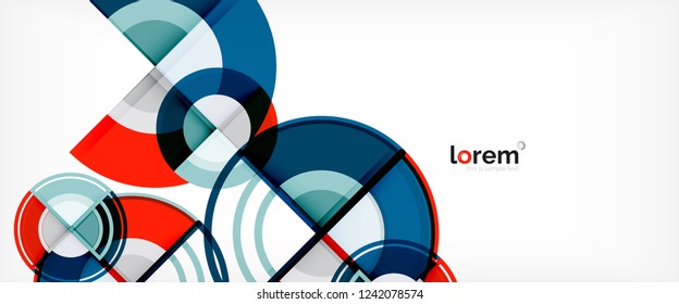 Fondo abstracto del círculo, formas geométricas redondeadas brillantes, ilustración vectorial