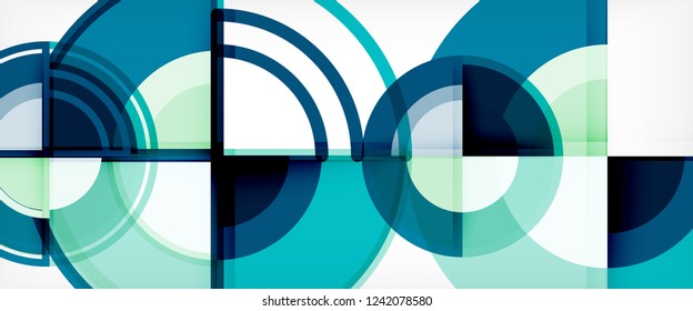 Circle abstract background, bright colorful round geometric shapes, vector illustration