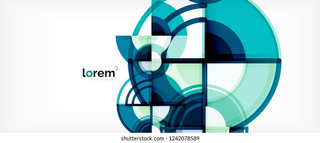 Fondo abstracto del círculo, formas geométricas redondeadas brillantes, ilustración vectorial