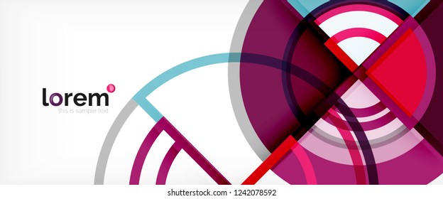 Circle abstract background, bright colorful round geometric shapes, vector illustration