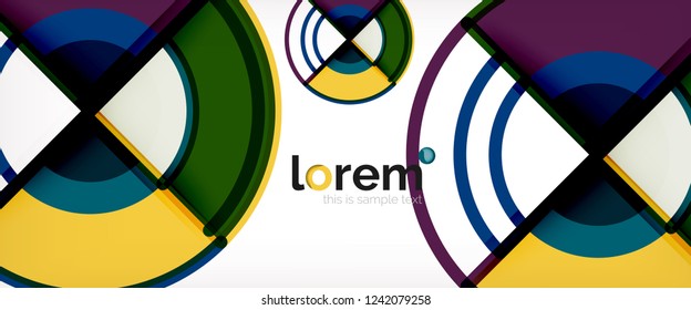Fondo abstracto del círculo, formas geométricas redondeadas brillantes, ilustración vectorial