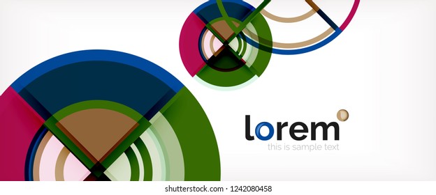 Circle abstract background, bright colorful round geometric shapes, vector illustration