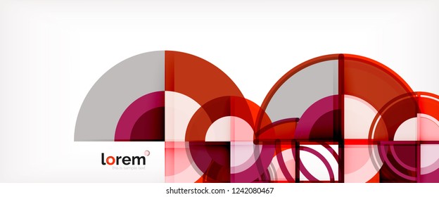 Circle abstract background, bright colorful round geometric shapes, vector illustration