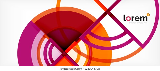 Circle abstract background, bright colorful round geometric shapes, vector illustration