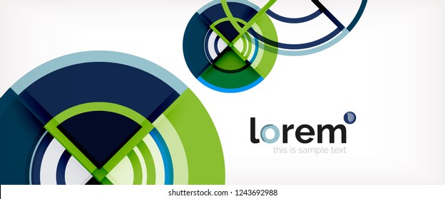 Circle abstract background, bright colorful round geometric shapes, vector illustration