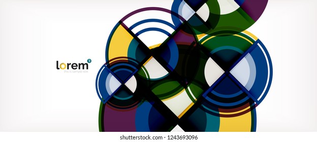 Circle abstract background, bright colorful round geometric shapes, vector illustration