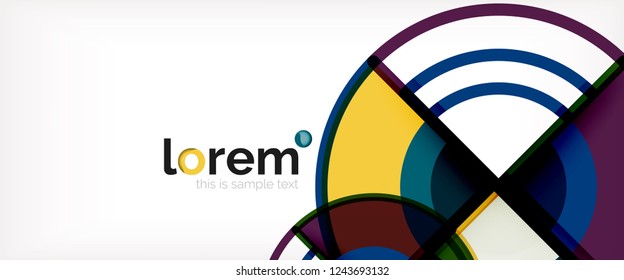 Circle abstract background, bright colorful round geometric shapes, vector illustration