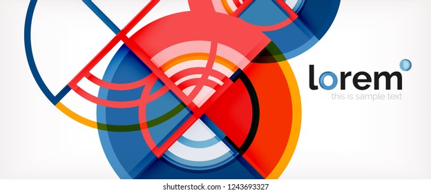 Fondo abstracto del círculo, formas geométricas redondeadas brillantes, ilustración vectorial