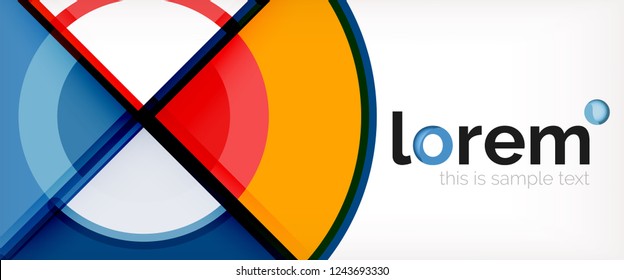 Fundo abstrato do círculo, formas geométricas redondas coloridas brilhantes, ilustração vetorial