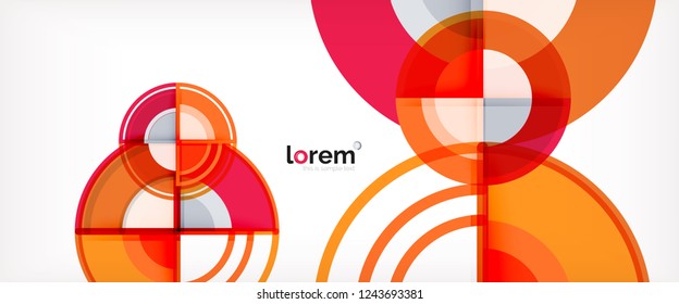 Circle abstract background, bright colorful round geometric shapes, vector illustration