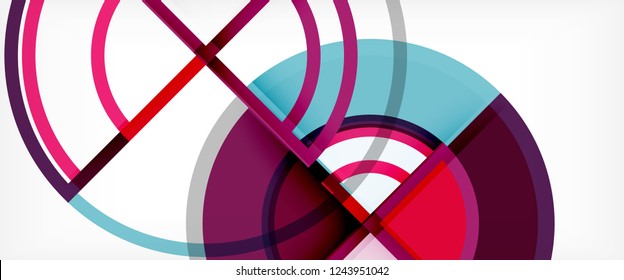 Fondo abstracto del círculo, formas geométricas redondeadas brillantes, ilustración vectorial
