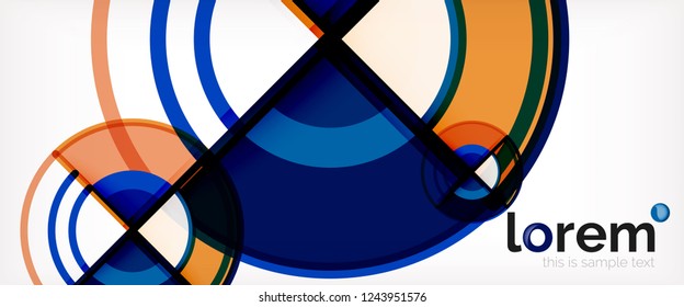 Circle abstract background, bright colorful round geometric shapes, vector illustration