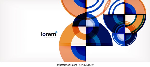 Circle abstract background, bright colorful round geometric shapes, vector illustration