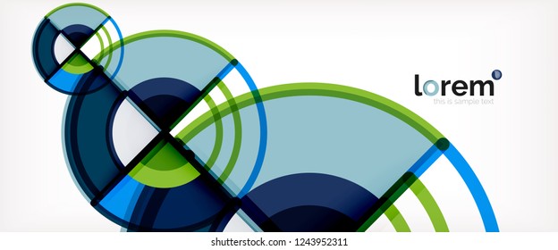 Circle abstract background, bright colorful round geometric shapes, vector illustration