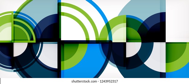Circle abstract background, bright colorful round geometric shapes, vector illustration