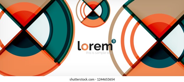 Circle abstract background, bright colorful round geometric shapes, vector illustration