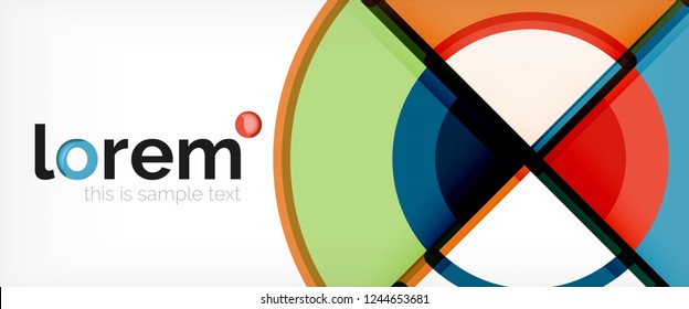 Circle abstract background, bright colorful round geometric shapes, vector illustration