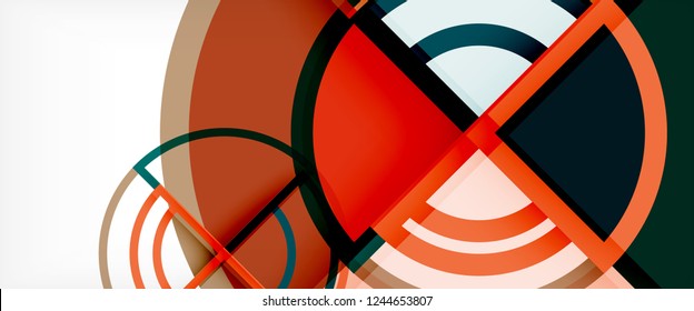 Circle abstract background, bright colorful round geometric shapes, vector illustration