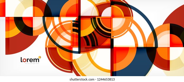 Circle abstract background, bright colorful round geometric shapes, vector illustration
