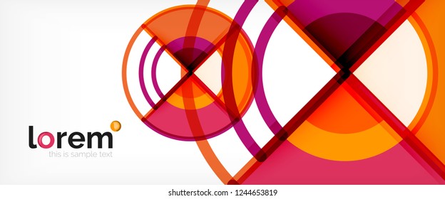Circle abstract background, bright colorful round geometric shapes, vector illustration