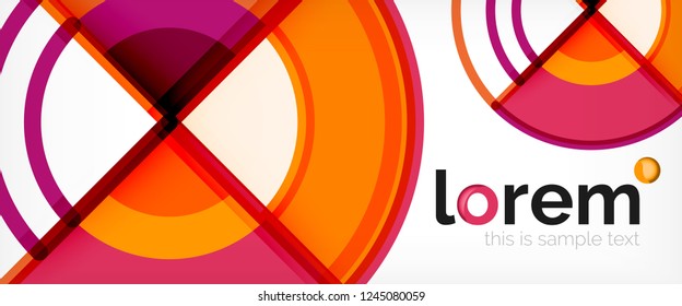 Circle abstract background, bright colorful round geometric shapes, vector illustration