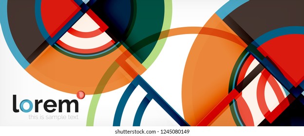 Fondo abstracto del círculo, formas geométricas redondeadas brillantes, ilustración vectorial