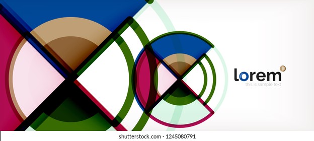 Circle abstract background, bright colorful round geometric shapes, vector illustration
