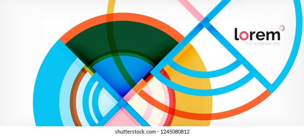 Circle abstract background, bright colorful round geometric shapes, vector illustration