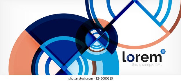 Circle abstract background, bright colorful round geometric shapes, vector illustration