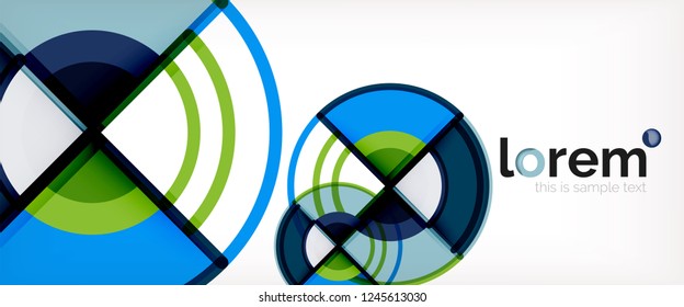 Fundo abstrato do círculo, formas geométricas redondas coloridas brilhantes, ilustração vetorial