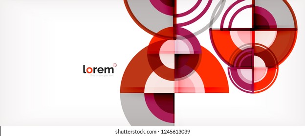 Circle abstract background, bright colorful round geometric shapes, vector illustration