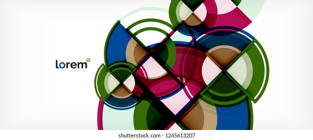 Circle abstract background, bright colorful round geometric shapes, vector illustration