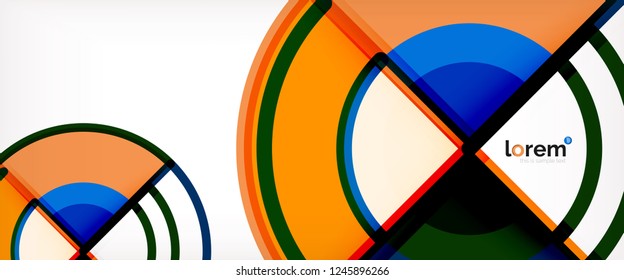 Circle abstract background, bright colorful round geometric shapes, vector illustration