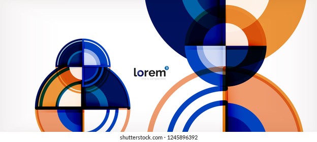Circle abstract background, bright colorful round geometric shapes, vector illustration
