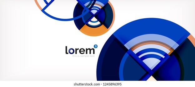 Circle abstract background, bright colorful round geometric shapes, vector illustration