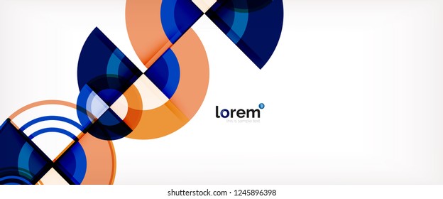 Circle abstract background, bright colorful round geometric shapes, vector illustration