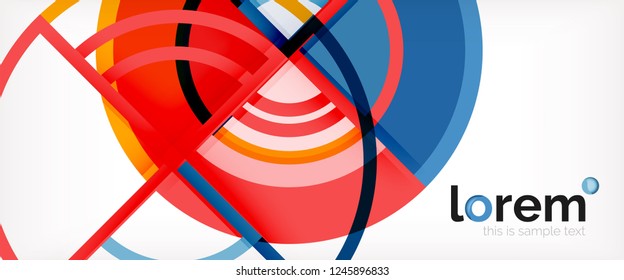 Circle abstract background, bright colorful round geometric shapes, vector illustration