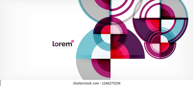 Circle abstract background, bright colorful round geometric shapes, vector illustration